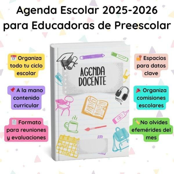 Agenda Escolar 2025-2026 para Educadoras de Preescolar