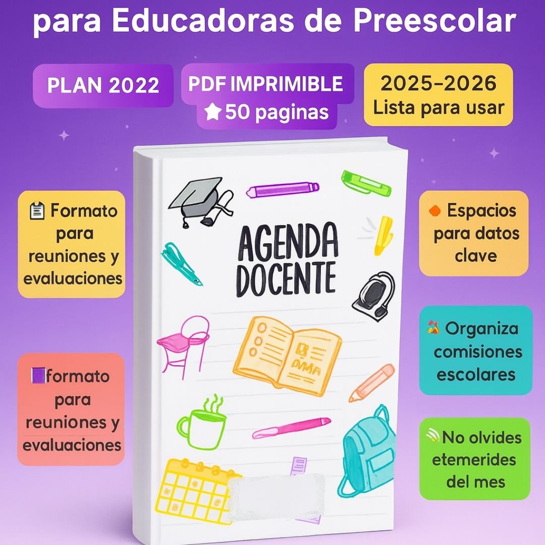 Agenda Escolar 2025-2026 para Educadoras de Preescolar