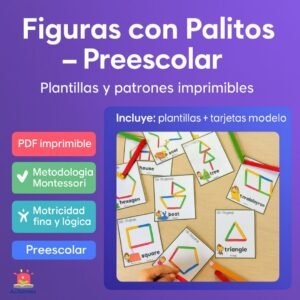 Plantillas Imprimibles Montessori - Juego de Actividades con Palitos