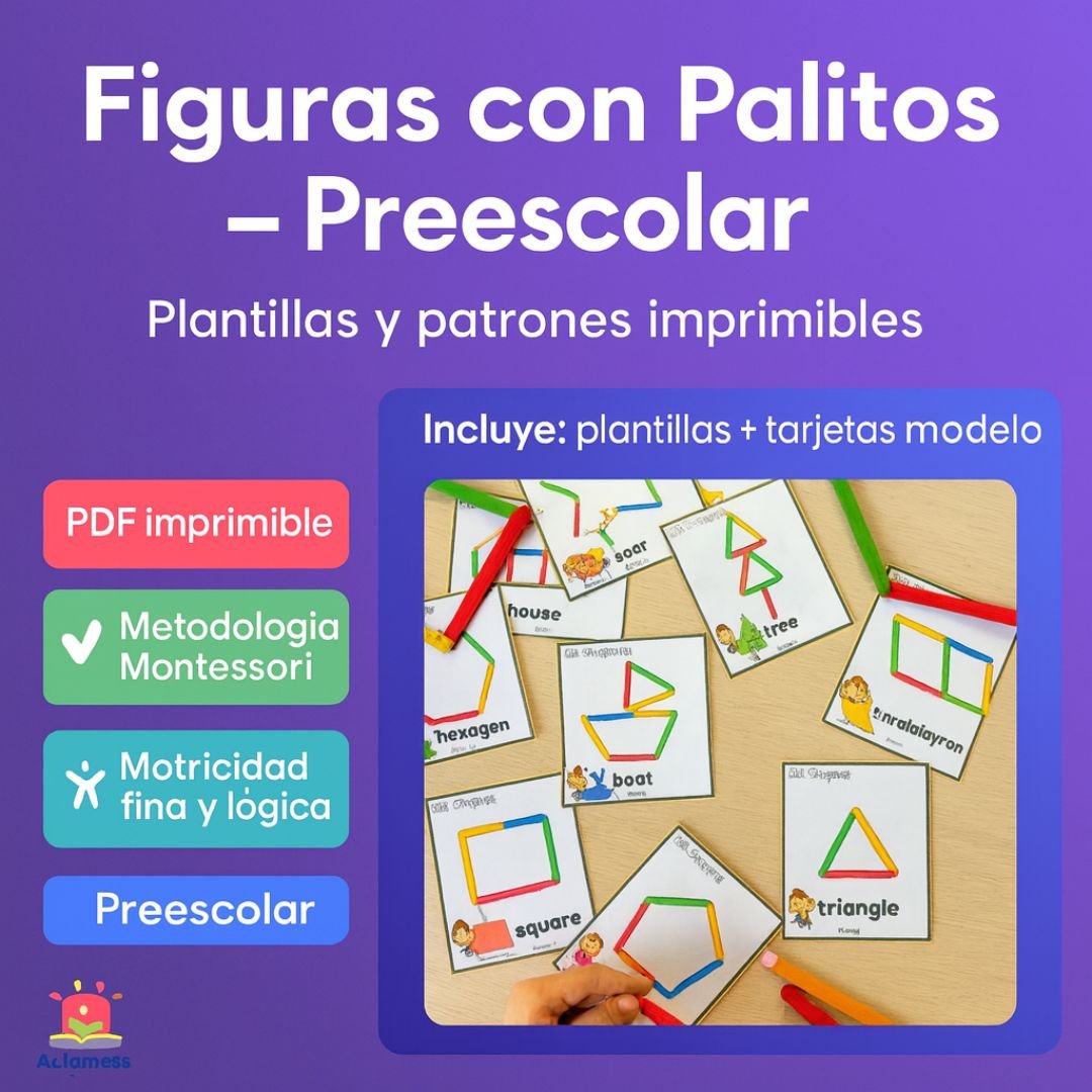 Plantillas Imprimibles Montessori - Juego de Actividades con Palitos