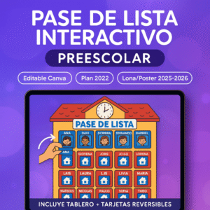 Plantilla pase de lista – Editable Canva – Listo para usar