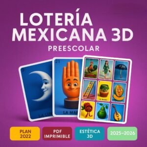 Lotería mexicana  – Estilo 3D – PDF imprimible