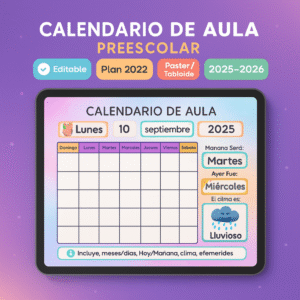 Calendario de Aula | Editable en Canva | Imprimible. 2025–2026